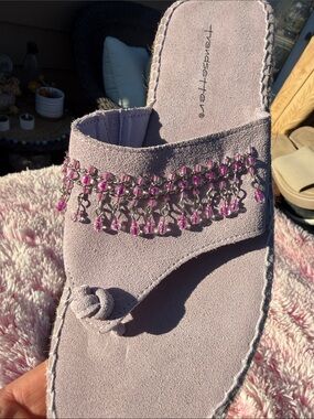 Karma Trendsetter New Lilac suede Tassel Beaded comfort post toe Women7